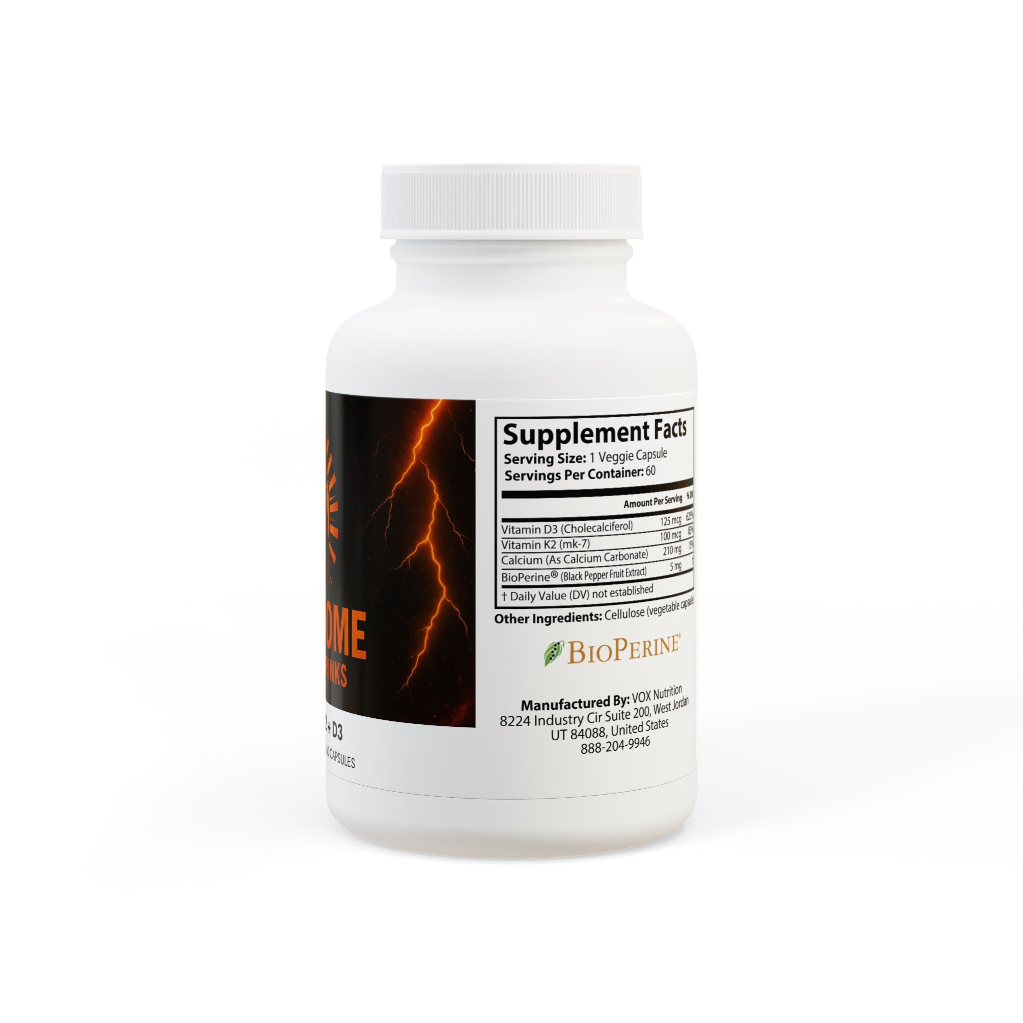 Vitamin K2 + D3 Supplement (60 Capsules)