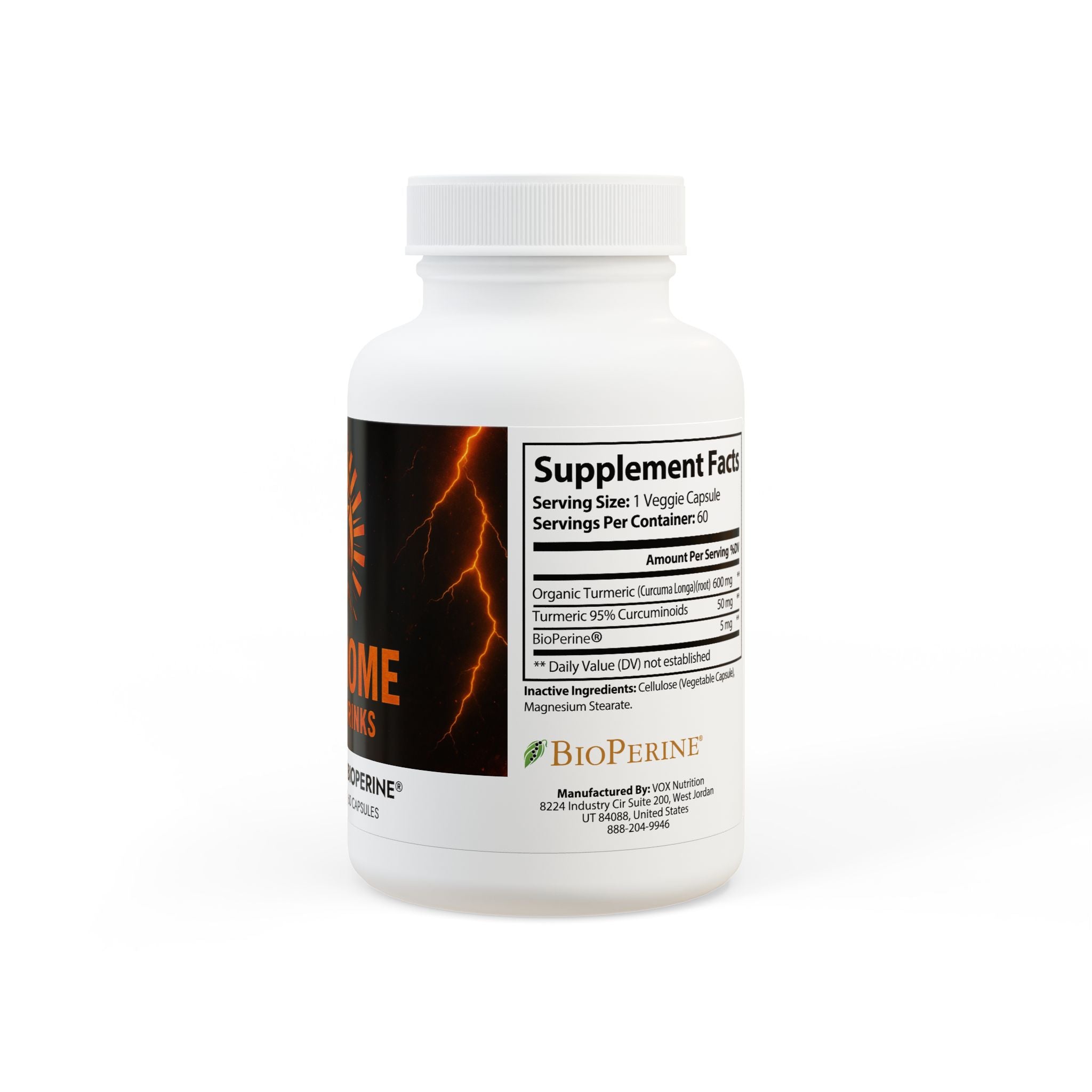 Turmeric with BioPerine® (Black Pepper Fruit Extract) Supplement (60 Capsules)