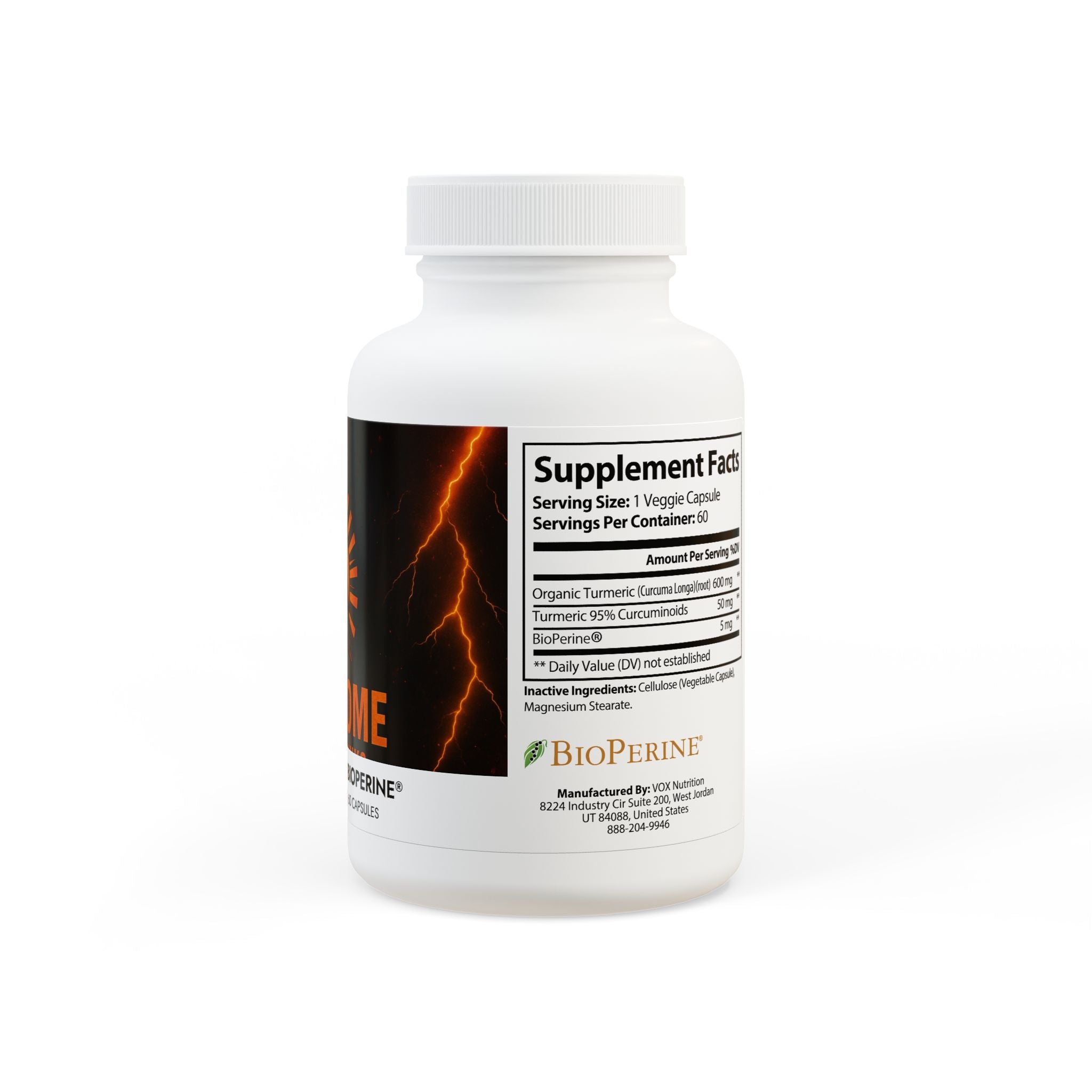 Turmeric with Black Pepper Fruit Extract Supplement (60 Capsules)